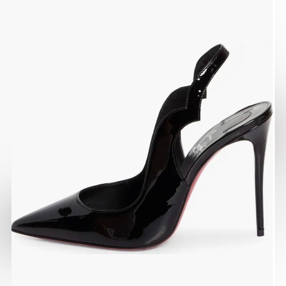 Christian Louboutin Hot chick black patent leather slingback pumps